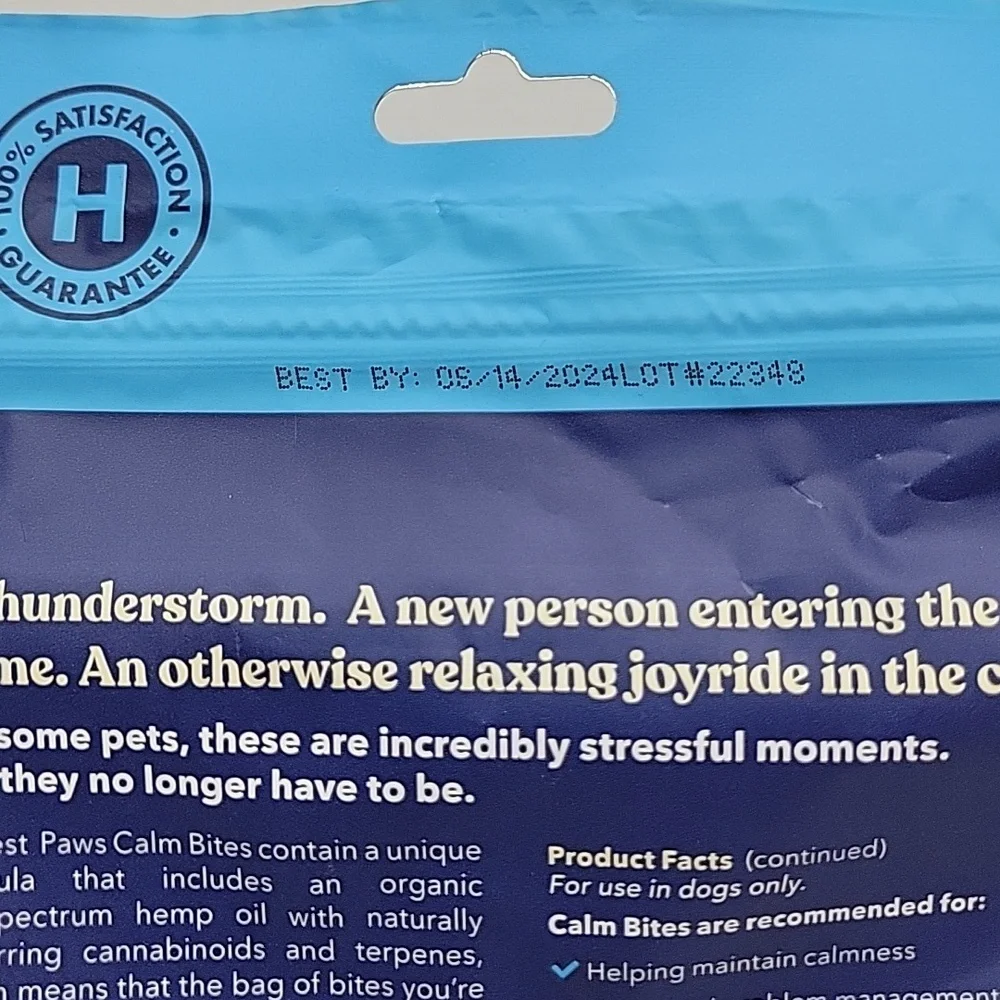 5 Bags of Honest Paws Calm 5mg Bites Dog Treats 9.5oz Peanut Butter Flavor